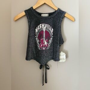 Altar'd State Charcoal Crop Top with Magenta Graphic
